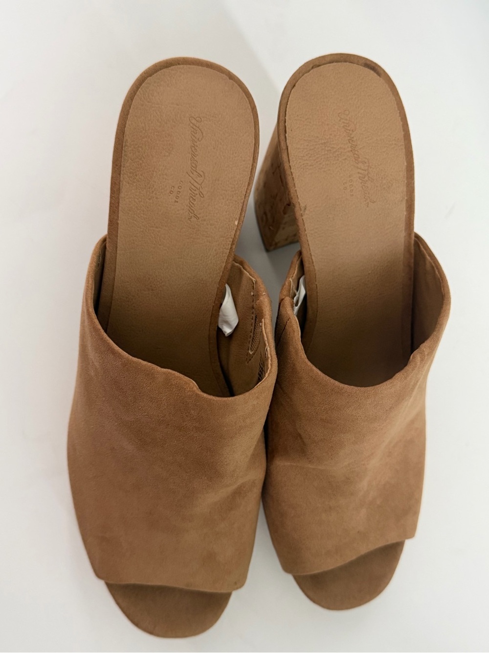 Universal Thread Beige Faux Suede Block Heel Open Toe Mules for Women size 9 - Picture 11 of 14